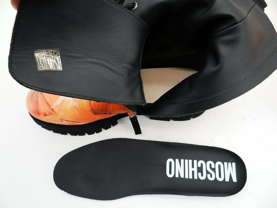 MOSCHINO Herren Designer Schuhe Boots Schnürer Stiefel Orange 42 Mode & Beauty Herrenschuhe 