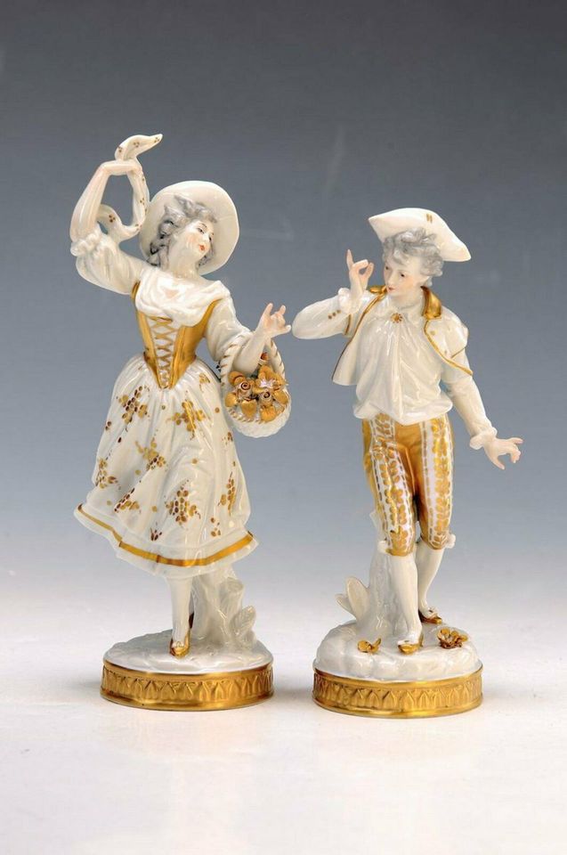 Seltenes Porzellan Figurenpaar AELTESTE VOLKSTEDT um 1900, Figur in Neuhausen-Nymphenburg - Neuhausen