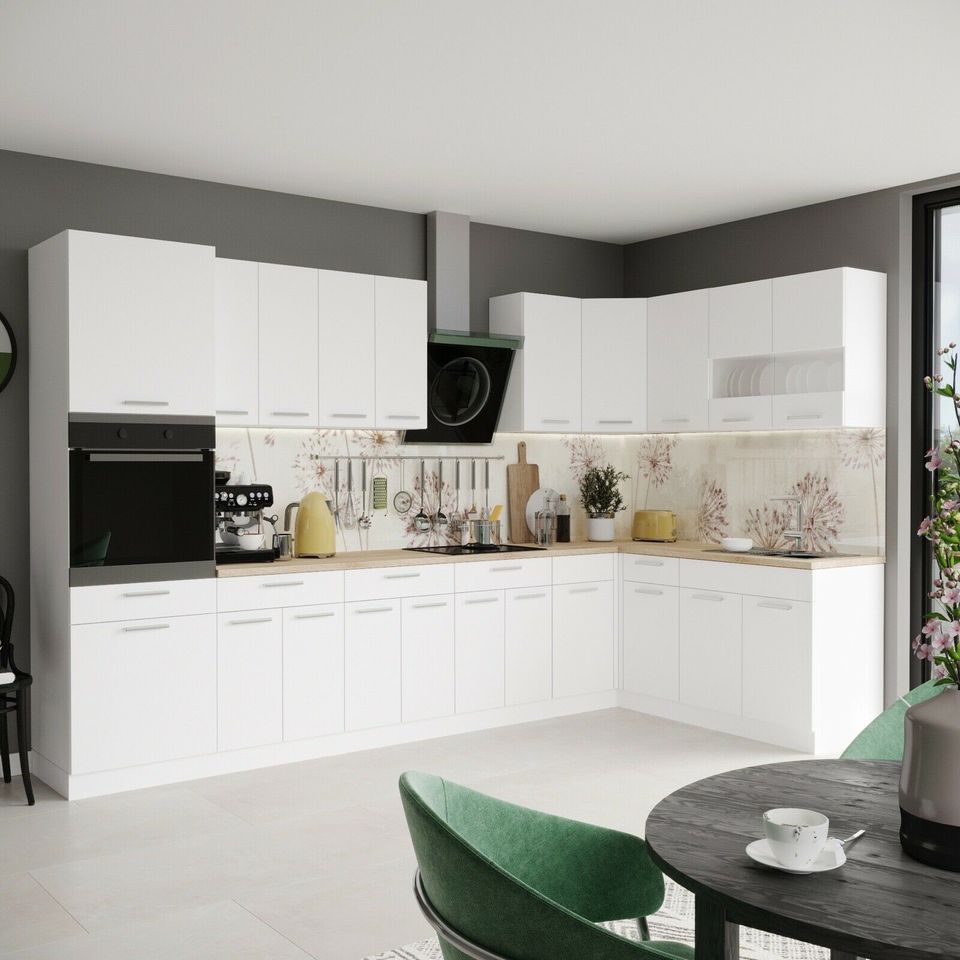 Küche L-Form ALINA mit Hochschrank 180 x 280 cm Küchenzeile Einbauküche NEU 