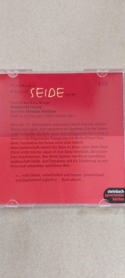 Hörbuch, SEIDE, von A. Baricco, 2 CDs in Baden-Württemberg - Löchgau