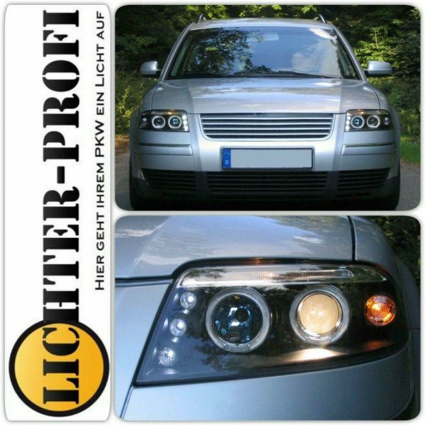 LED Angel Eyes Scheinwerfer für VW Passat 3BG Limousine Variant schwarz 