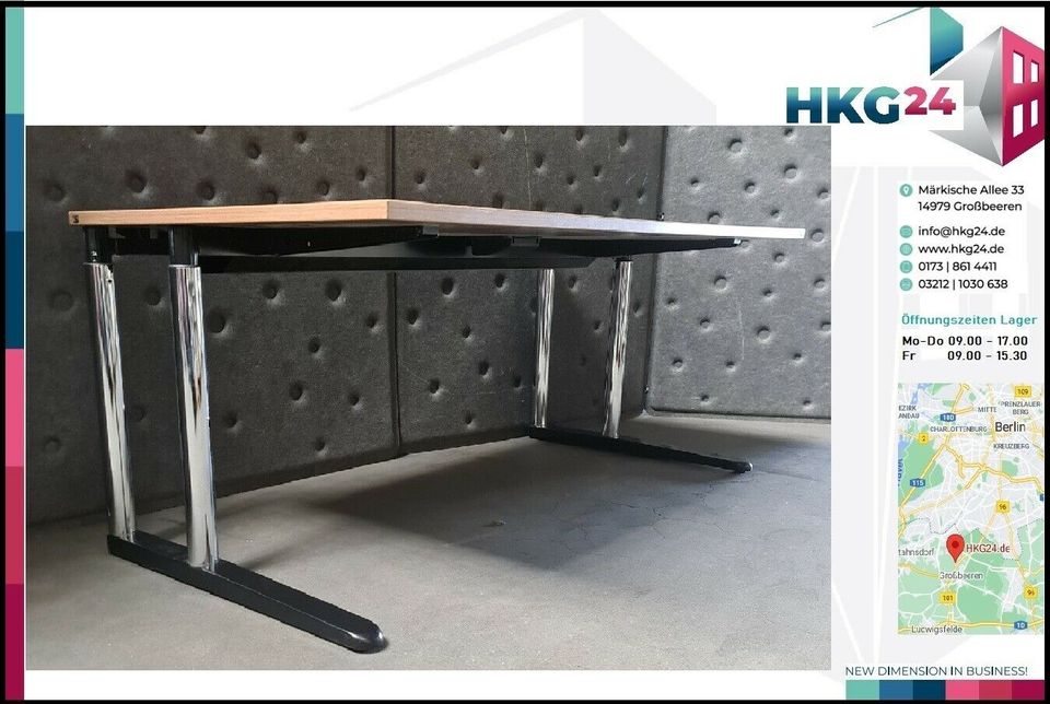 Schreibtisch Walnussfarben mit Chrom/Black von K&N UVP: 628 € in Großbeeren