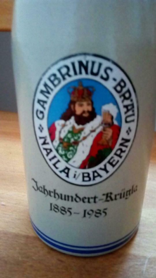Bierkrug Tonkrug Gambrinu Bräu Naila in Bayern - Rehau