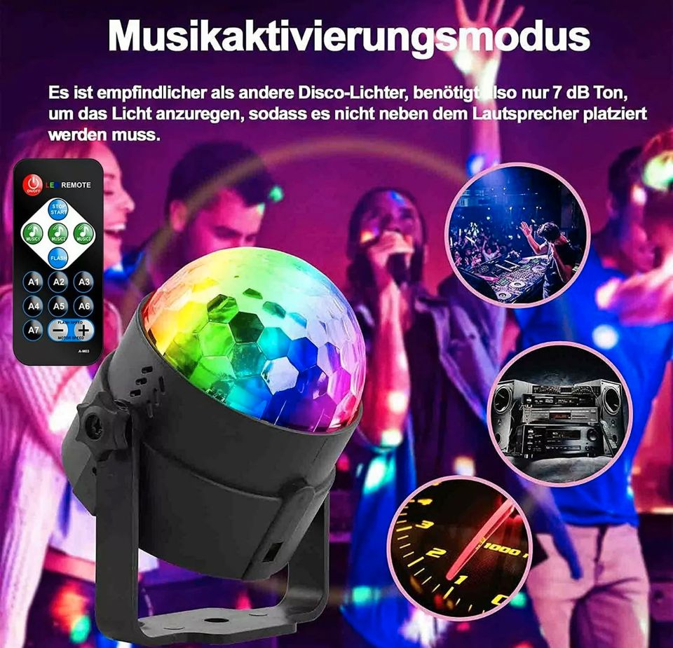 Disco Lichteffekt LED Discokugel DJ Party RGB Bühnenbeleuchtung Effekt Licht DE 