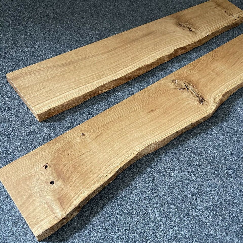 2x Wandboard Eiche Wild Massiv Holz Board Regal Steckboard Regalbrett Baumkante 