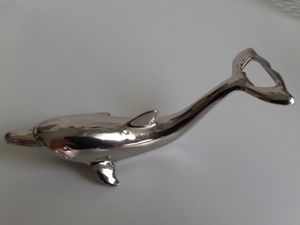 15 cm versilbert Flaschenöffner Delfin-Form Kapselheber NEU Anlaufgeschützt 