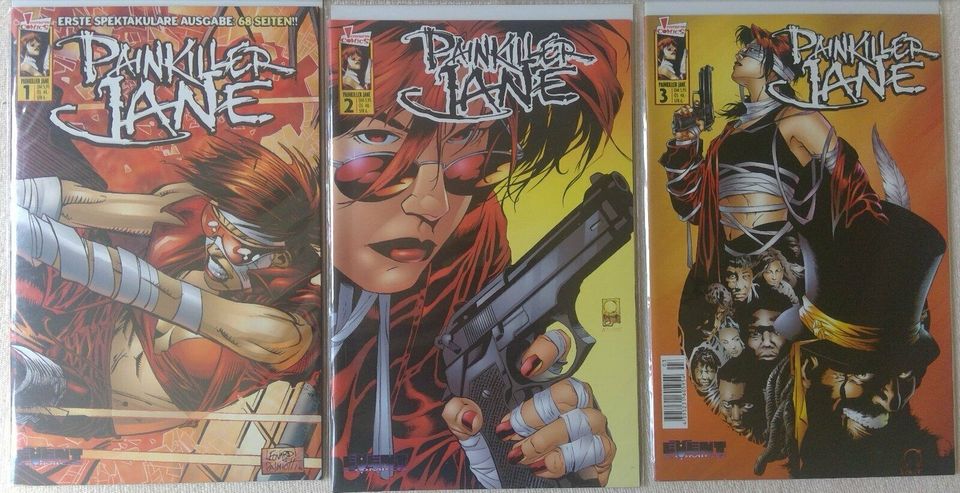 "Painkiller Jane" Nr. 1 - 3, Comic Action Preview, Crossover in Donauwörth
