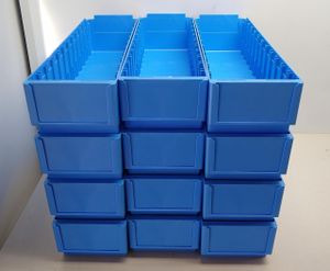 Regalkasten RK 421 blau SSI Schäfer 4 St Kasten Kiste Box NEU 408x162x115 mm 