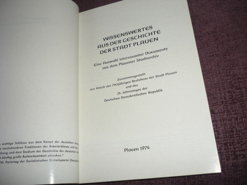 Dokumente aus der Geschichte der Stadt Plauen - DDR 1974 in Sachsen - Plauen