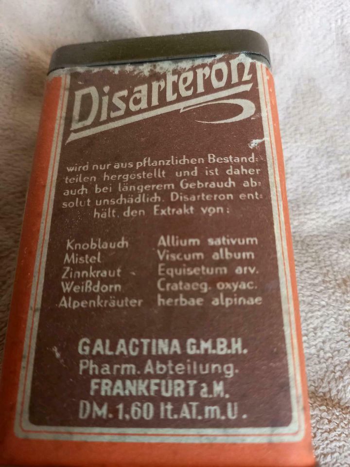 alte Blechdose Faber,Senoussi,Disarteron,Teekanne in Bayern - Haßfurt