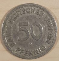50 Pfennig Münze BANK DEUTSCHER LÄNDER *1949 D* Hessen - Melsungen Vorschau