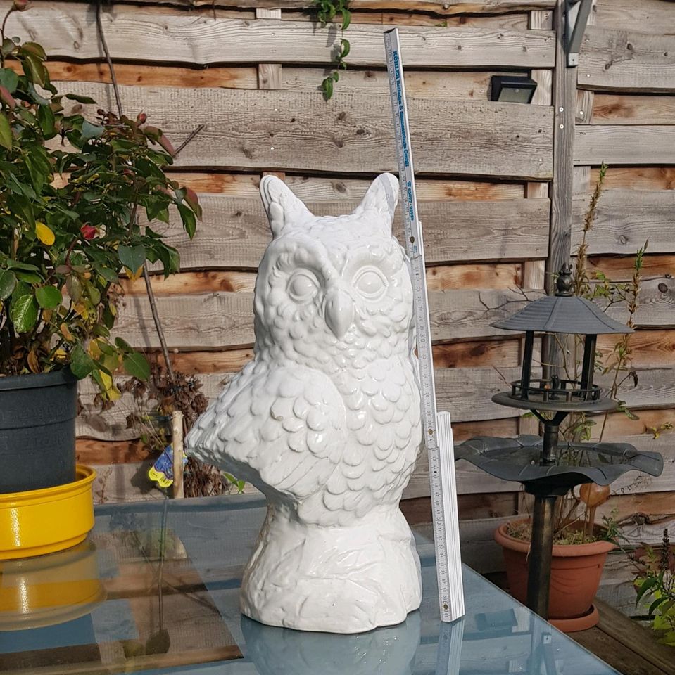 Ca. 50 cm Eule Keramik Vogel Schneeeule Deko Dekoration in Quickborn