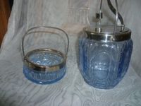 Brokwitz Art Deko Eisbehälter blau Glas um 1925-35 +Henkelschale Baden-Württemberg - Sternenfels Vorschau