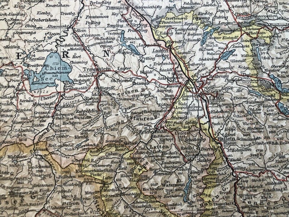 B14 Alte historische Landkarte 1898:Tirol und Vorarlberg Österreich 