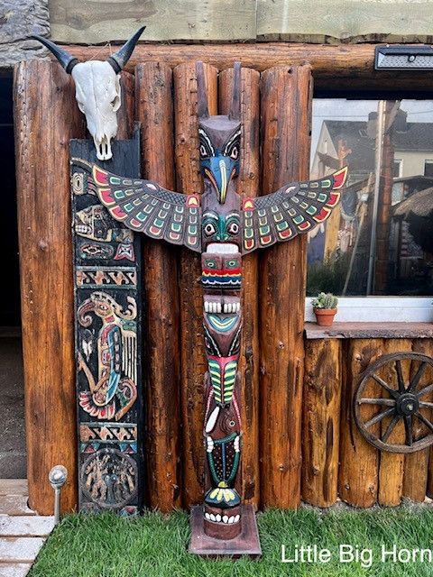 Totempfahl 50 cm Marterpfahl Totem Pole Indianer Standfigur Holz Handarbeit bunt 