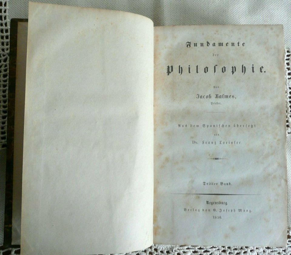 Fundamente der Philosophie Buch1 + Buch 2 v. J. Balmes-Preis red. in Rheinland-Pfalz - Niederfischbach