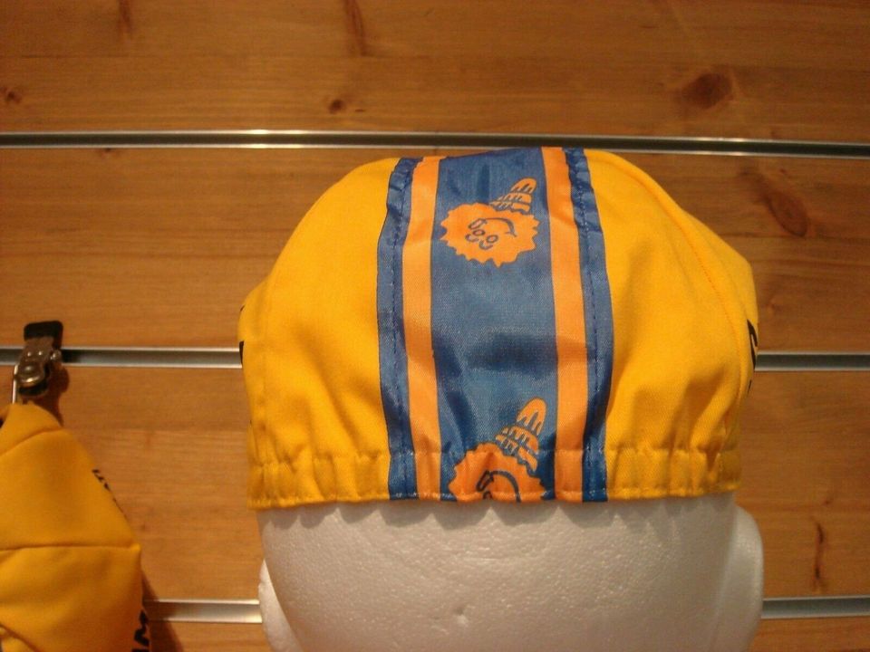 Rennrad Cap GELATI SAMMONTANA Vintage Cap Singlespeed Fixie Mütze gelb-blau 