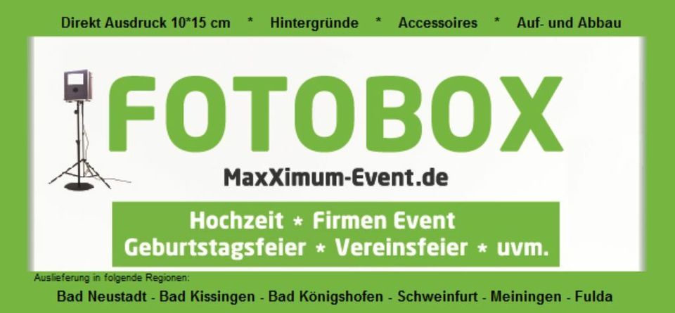 Photobox FOTOBOX Photobooth Firmenfeier Hochzeit Kissingen mieten in Bayern - Bad Kissingen