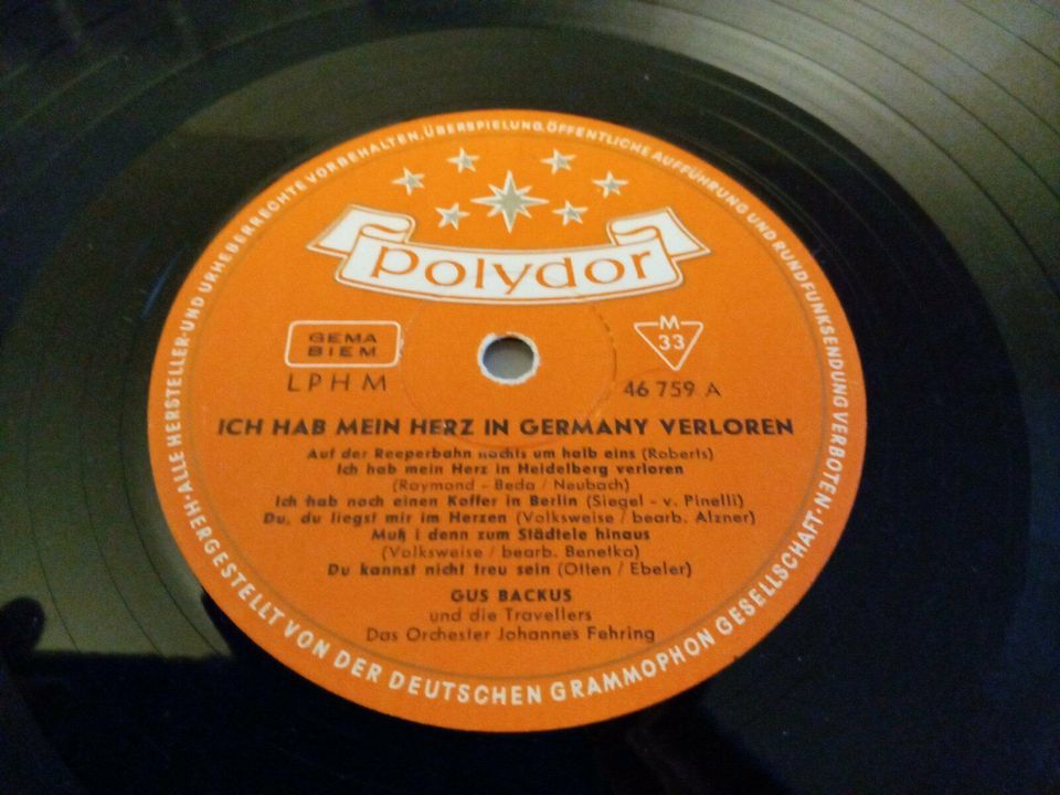 Gus Backus Vinyl Album – Ich Hab' Mein Herz In Germany Verloren in Köln