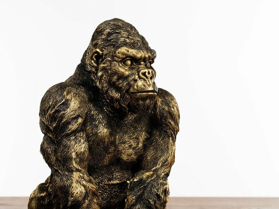 Deko niedlicher Affe Silberrücken Statue Big Kong Gorilla Figur groß 