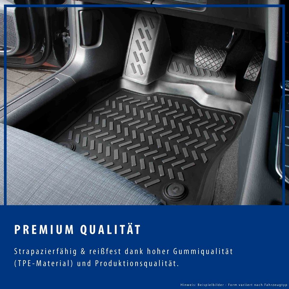 VW Caddy 07-14 5türer Gummimatten Gummi Fußmatten 5-teilig 3D Schalen Passform 
