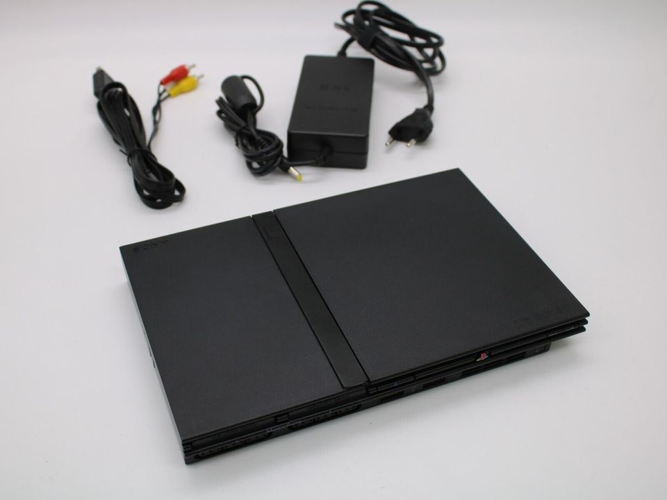 PS2 Konsole Slim Schwarz Sony Playstation 2 PAL + alle Kabel voll funktionsfähig in Rheinland-Pfalz - Hachenburg