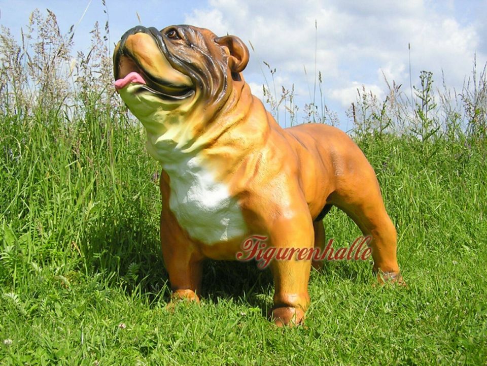 in Schiefergrau Bulldogge-Figur Deko-Bulldogge Bulldogge-Statue Hunde-figur 