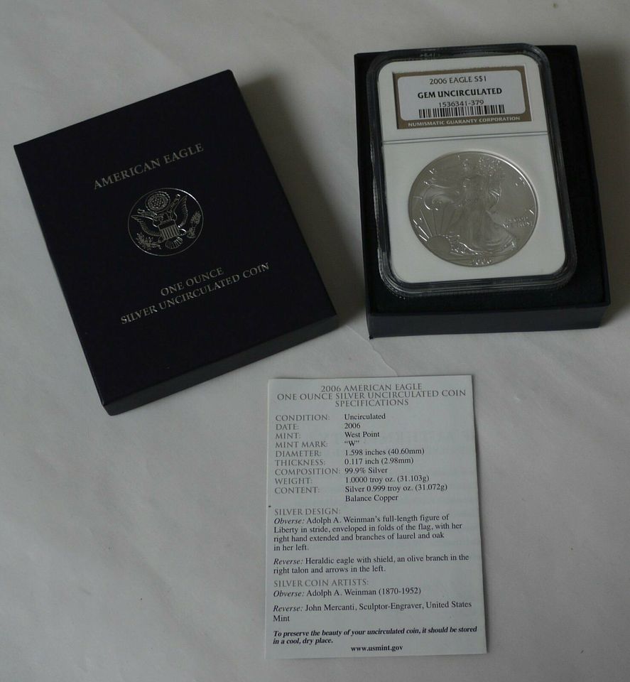 1 Dollar SILBER USA Silver Eagle 2006-P 1 Oz NGC GEM in Werder (Havel)