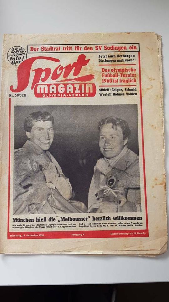 Sport Magazin Olympia Verlag (Kicker) Nr. 50B vom 13.12.1956 in Hessen - Einhausen
