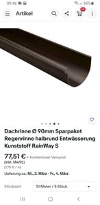 Dachrinne Ø 90mm Sparpaket Regenrinne halbrund Entwässerung Kunststoff RainWay S 