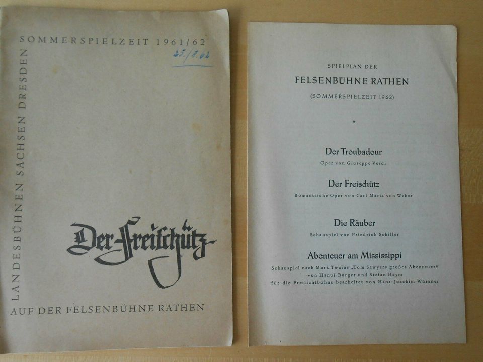 Programmheft Felsenbühne Rathen 1961 1962 Der Freischütz in Dresden