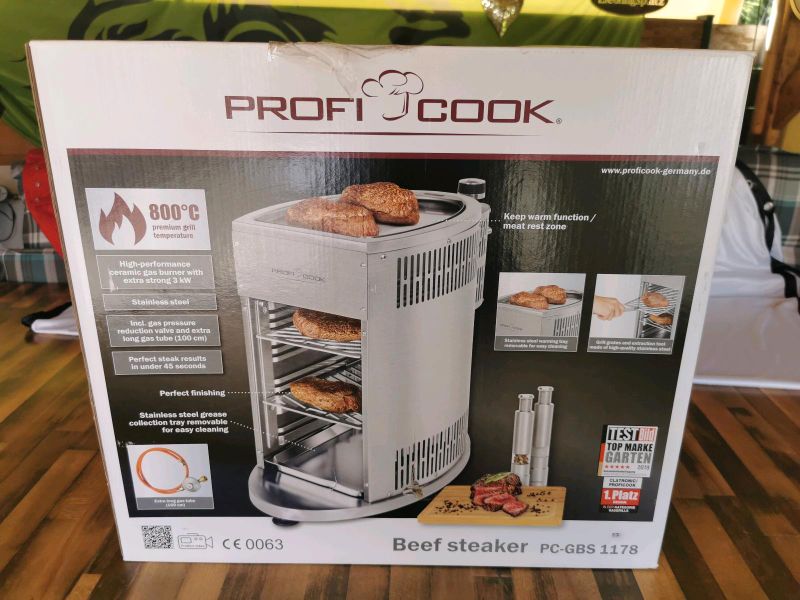 ProfiCook PC-GBS 1178 Gas Beef Steaker 800° Hochleistungsgrill inkl.2 Grillroste 