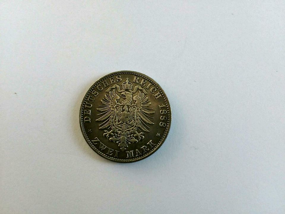 Friedrich Deutscher Kaiser König v.Preussen 2 Mark 1888 silber in Nordrhein-Westfalen - Lippstadt