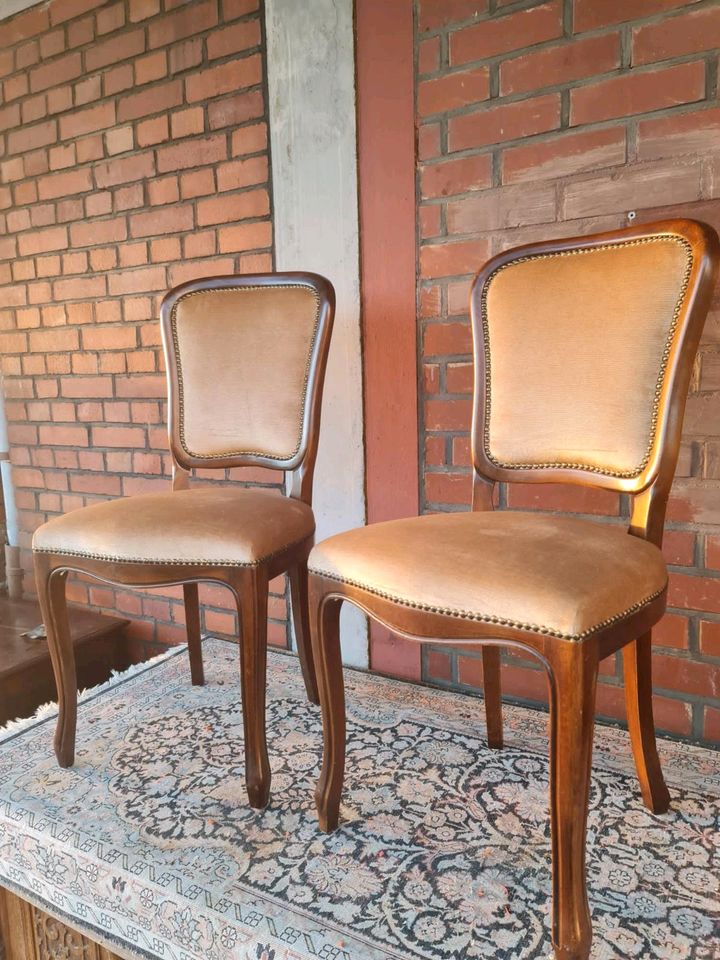 Antik Stühle Stuhl Sessel Alt Massiv Holz Retro Vintage in Groß-Gerau