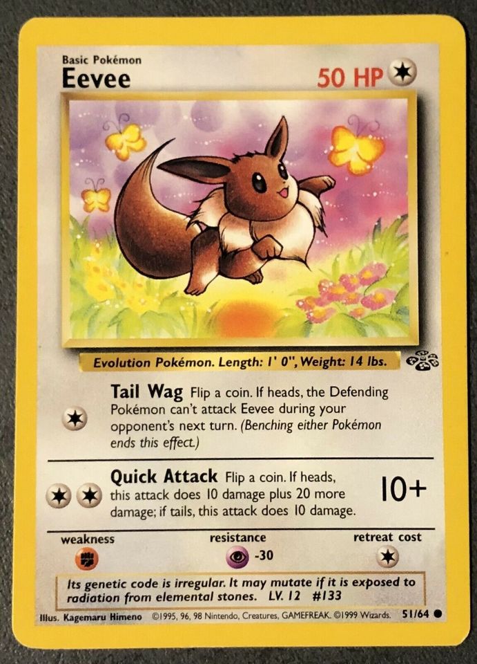Pokemon Karte Trading Card Game Dschungel Nr 51/64 Eevee englisch 