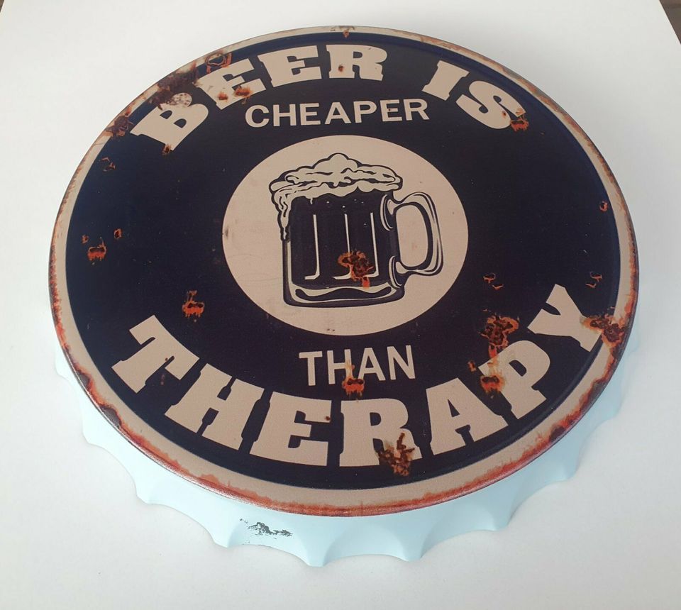 BLECHSCHILD   "BEER IS CHEAPER THAN THERAPY" 