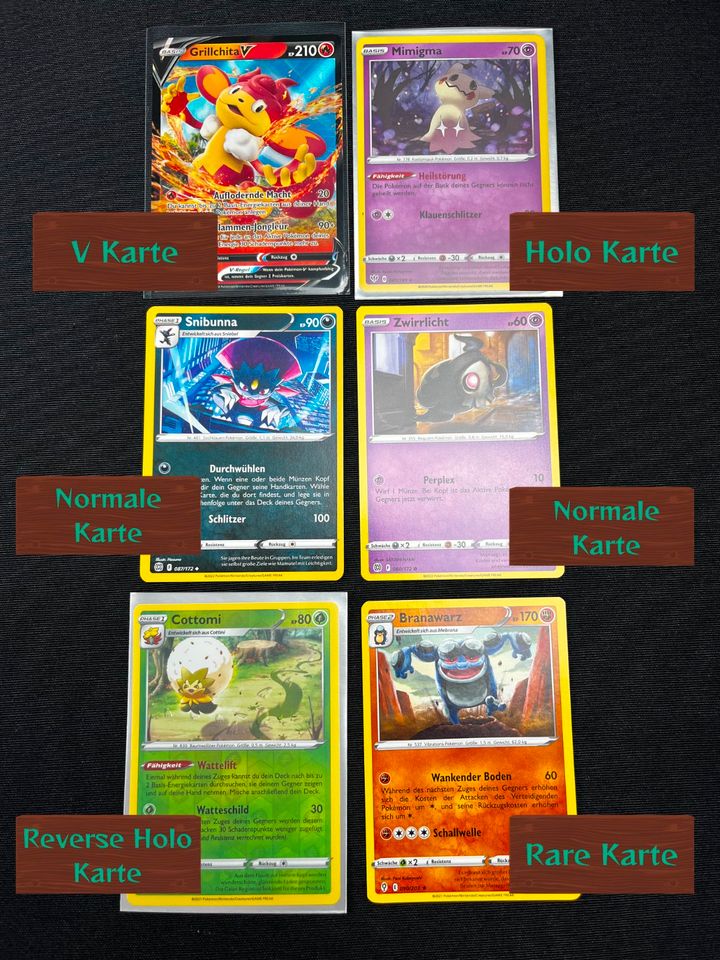 50x Deutsche Pokemon Karten mit Holos und Rares 1x V VMax Karte Garantiert! 