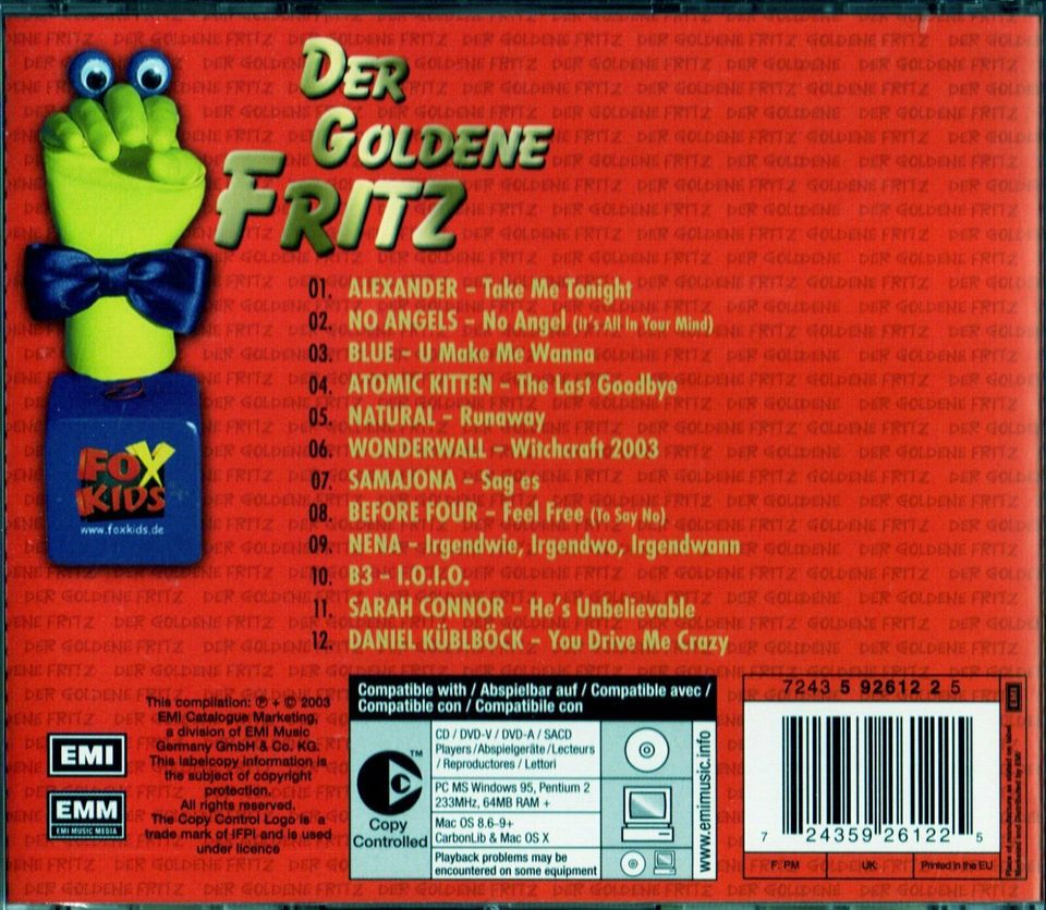 Der Goldene Fritz (CD 2003) 12 Songs, No Angels, Sarah Connor, At in Niedersachsen - Berne