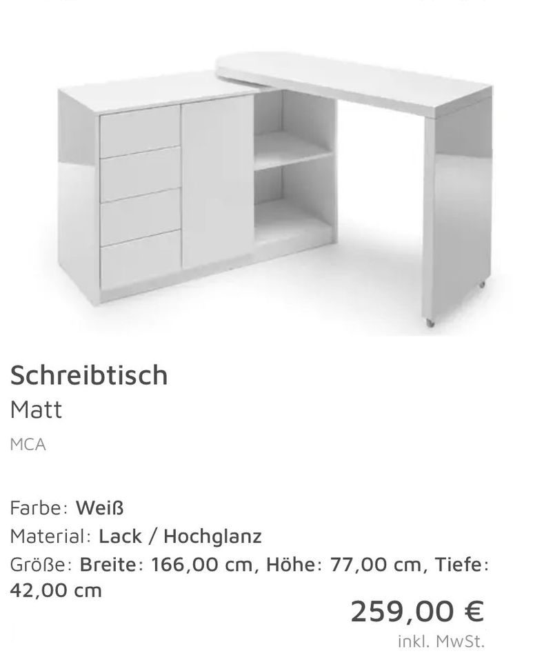 Winkel Schreibtisch "Matt" Normalpreis 259€ Hochglanz Sonderpreis in Großbeeren