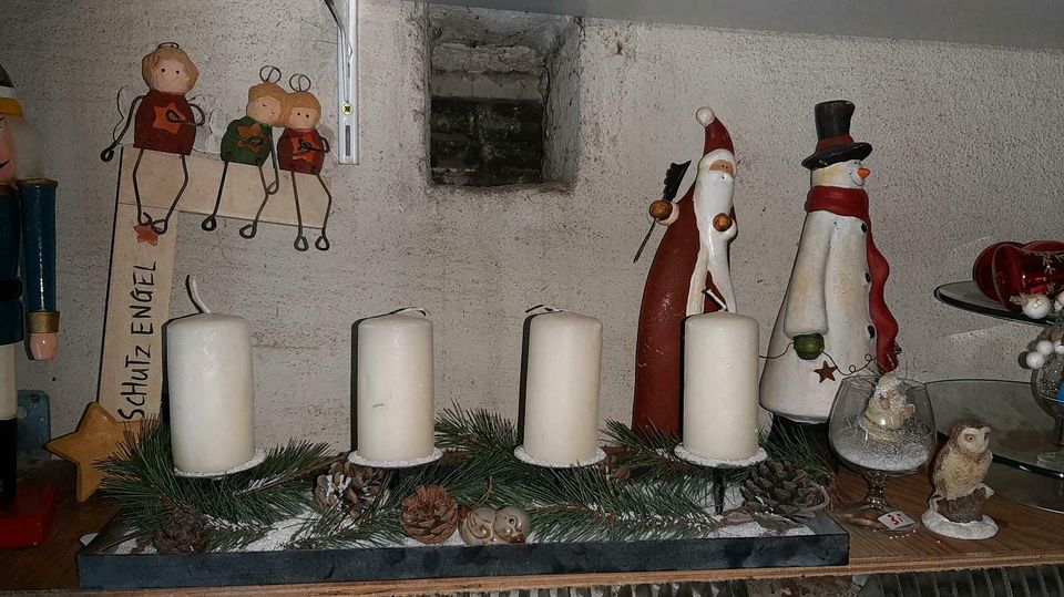 Adventskranz Weihnachten Deko Engel Nussknacker Figuren Glas in Nordrhein-Westfalen - Krefeld