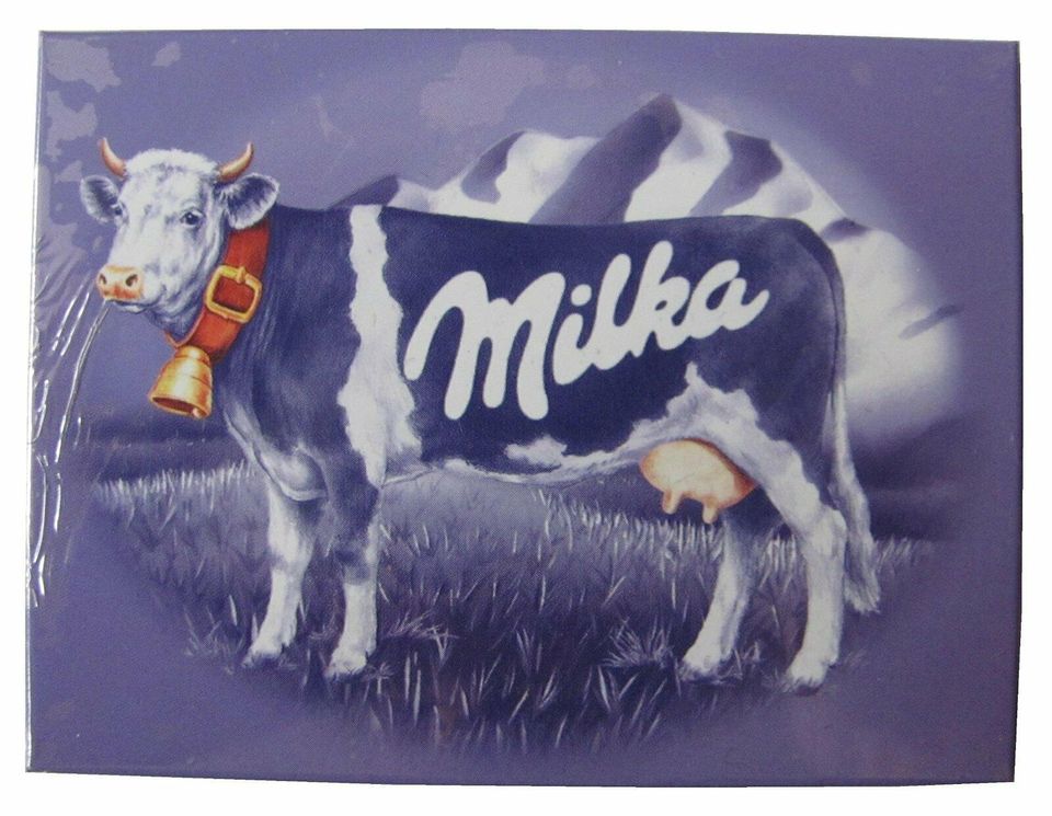 Metall NEU Kühlschrank-Magnet  "MILKA KUHFLECKEN"  6x8 cm Milka Nostalgic Art 