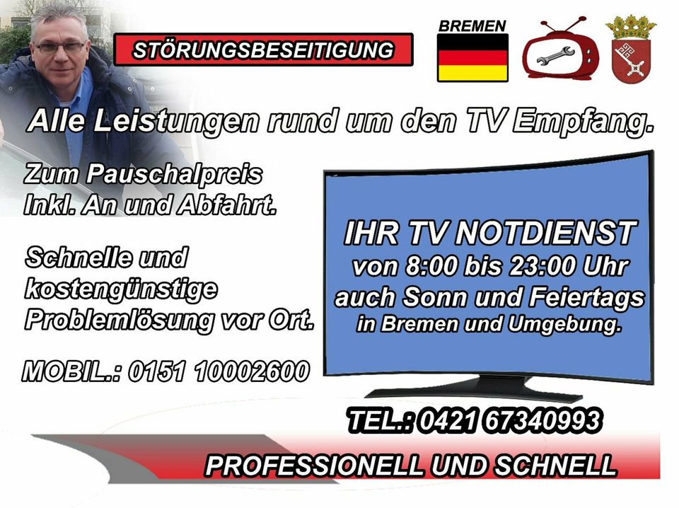 Fernseher oder DVB-T2 Receiver Störung beheben in Bremen
