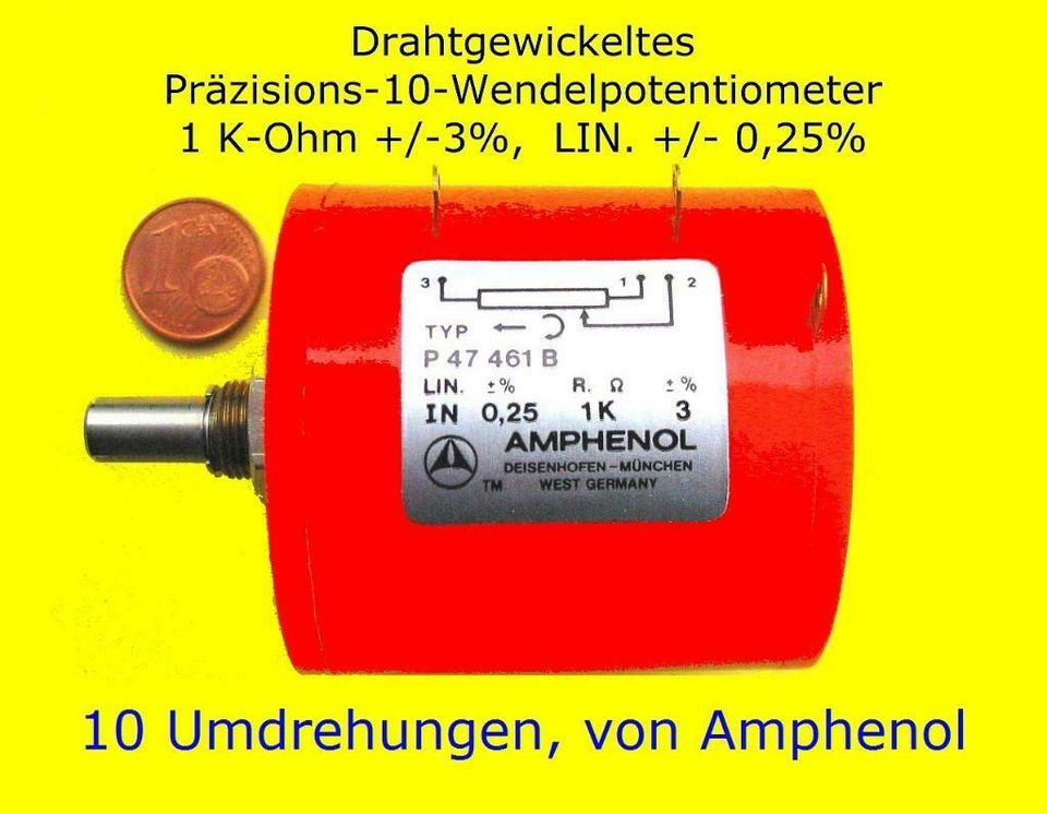 Potenziometer von 1,15 Ohm bis 300 K-Ohm 5 Watt 10 Umdrehungen in Baden-Württemberg - Ulm