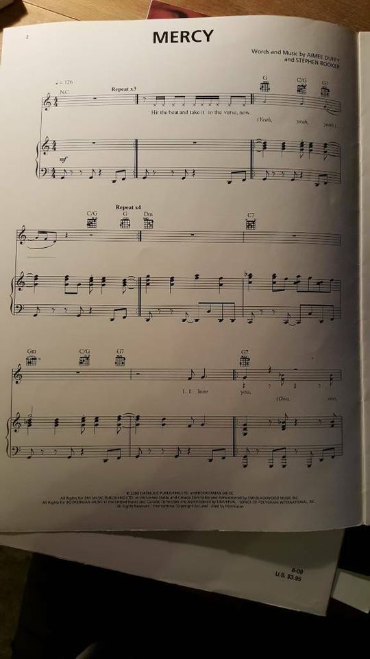 Klaviernoten "Mercy" von Duffy in Schwendi