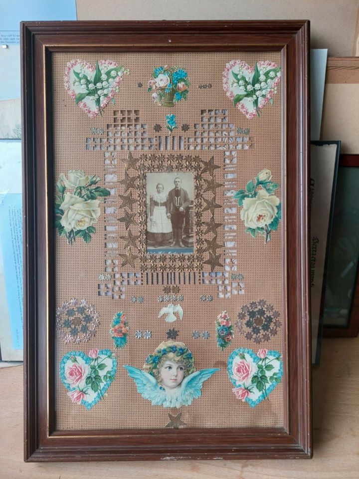 2 x Bild mit Oblate Erinnerungsbild & Hochzeit Kult Deko Sammeln in Aindling