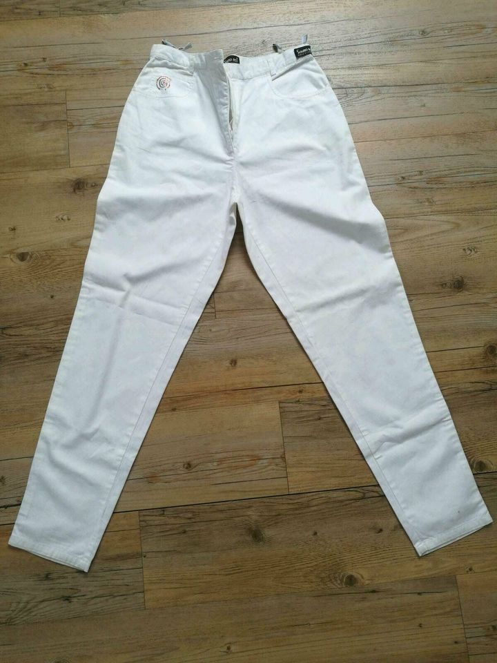 Mom jeans Hose Hight Waist Retro Damen Gr 38 / 40 Weiß Vintage in Bayern - Schlachters
