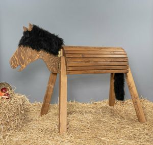 Holzpferd,Voltigierpferd,Pferd NEU Mia ca.100 cm mit Flechtmähne ohne Lasur 