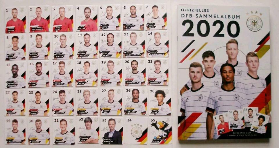 Rewe DFB EM 2020 Komplett Set alle 35 Sammelkarten Karten 