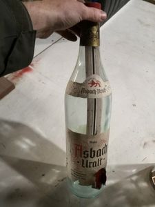 3 Liter neue Asbachflasche Glas Liköransatz Weinbrand Spardose Schnapsflasche