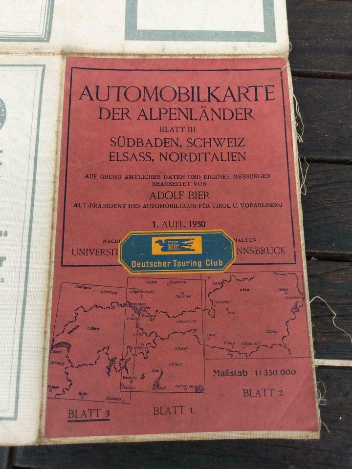 Alte Automobilkarte der Alpenländer in Denklingen